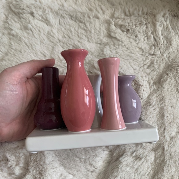 Purple and Pink Ceramic Bud Vase- 5 Tubes - Picture 4 of 6